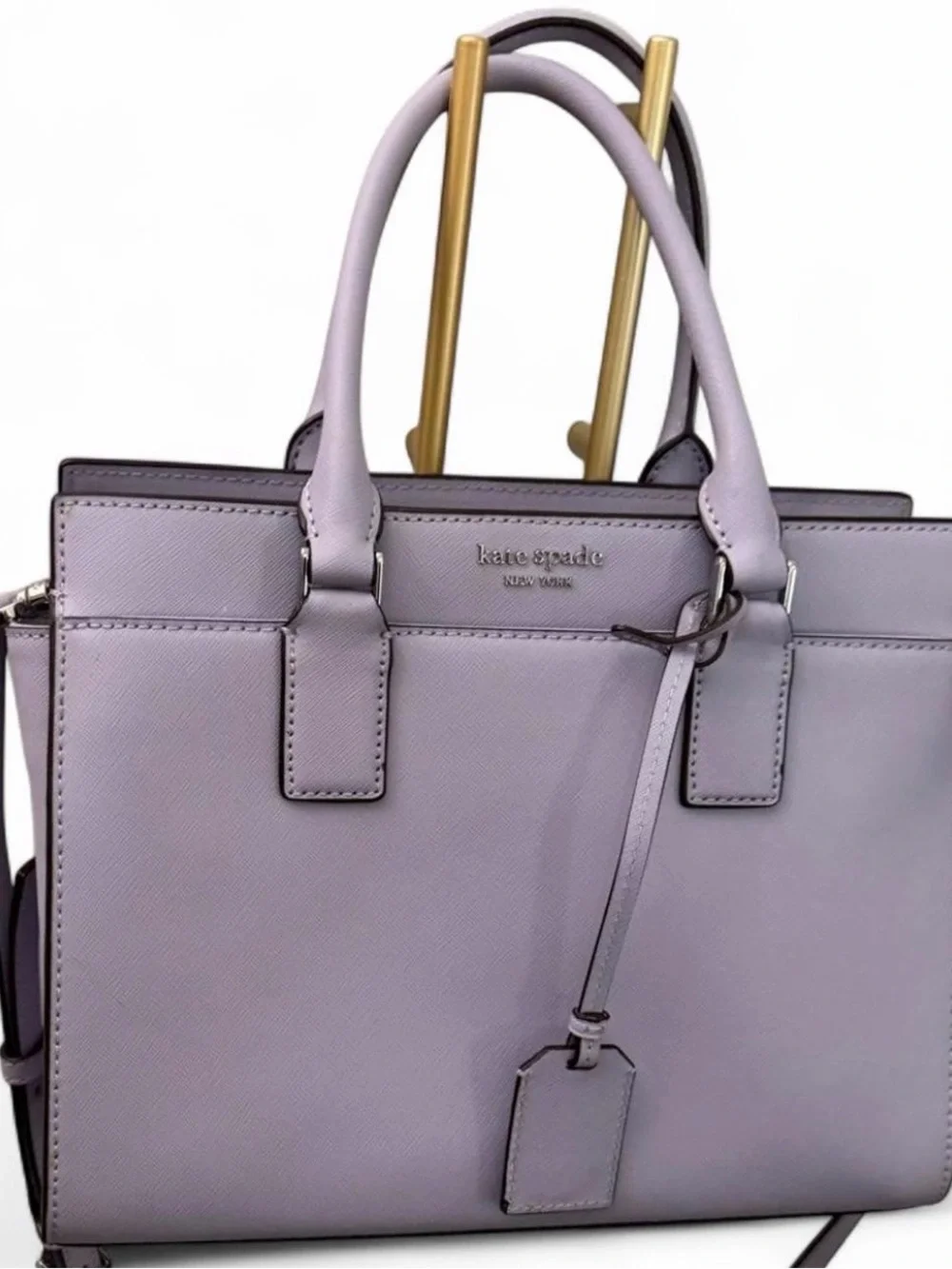 Kate Spade New York Cameron medium leather satchel bag in lilac purple